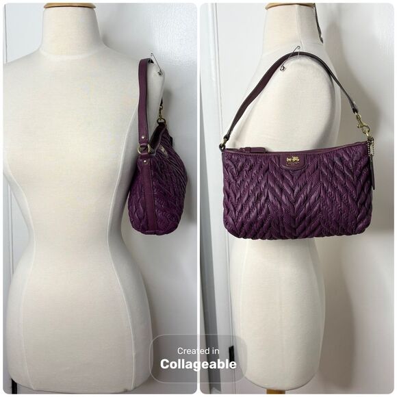 Coach 70th Anniversary Madison Quilted Nylon Demi Bag 46716 Plum Purple Wristlet - Picture 2 of 10